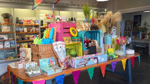 Summer of play stock on display in the shop at Baddesley Clinton, Warwickshire
